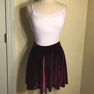 Red velvet skirt