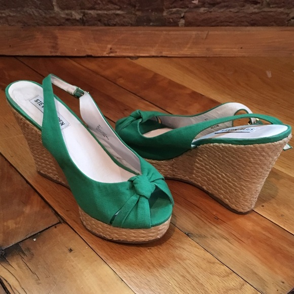 Steve Madden Green wedge sandals.
