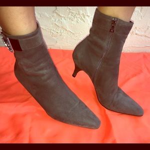 Grey Prada Suede Ankle Boots