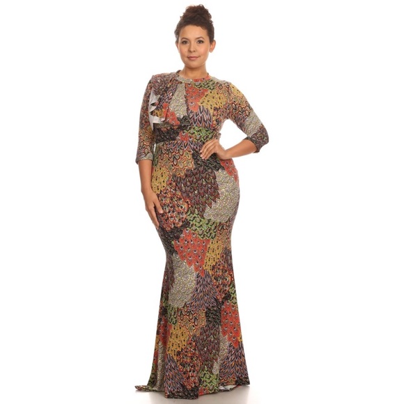 Brown Maxi Dress Plus Size 2X - Picture 3 of 3