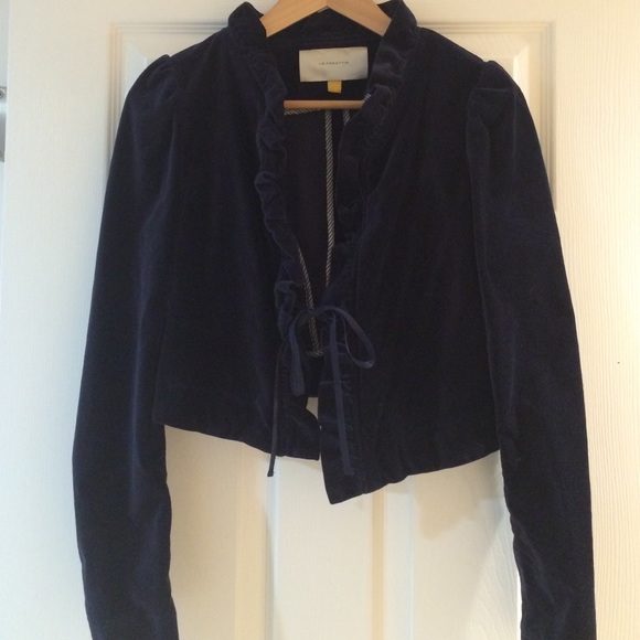 Anthropologie Jackets & Blazers - Leifsdottir Anthropologie navy ruffled jacket