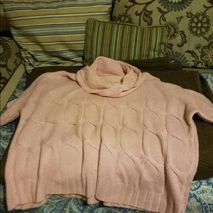 Pink cowl neck sweater with 3/4 sleeve