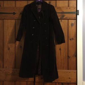 Brown Velvet Pea Coat with sash