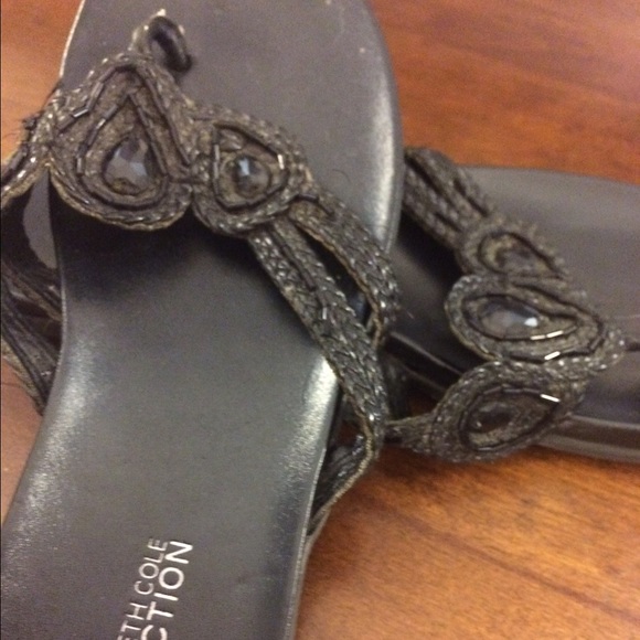 Kenneth Cole jeweled flip flops