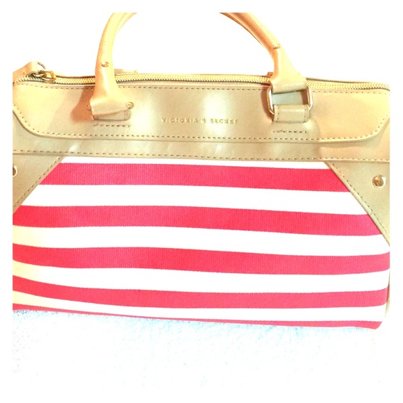 Victoria's Secret Hand Bag- Pink/White stripe👛