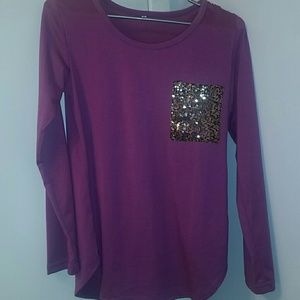 Purple long sleeve with sparkle pocket