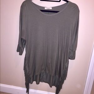 Francesca's olive fringe top