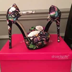 NWT ( and box) multicolored butterfly heels
