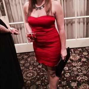 EXPRESS Strapless Bright Red Dress