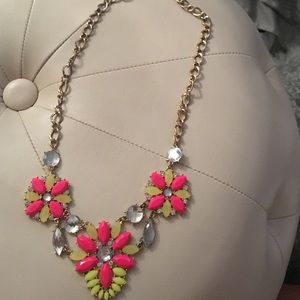 Beautiful pink and yellow statement necklace