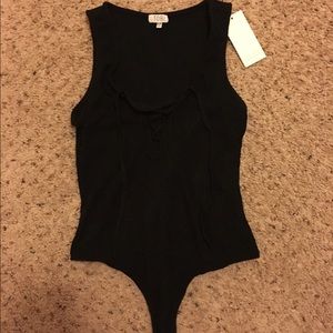 Black lace up bodysuit