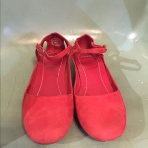 Red suede shoes, Women's size 8