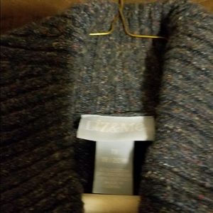 Mingled blue cowl neck 3/4 sleeve