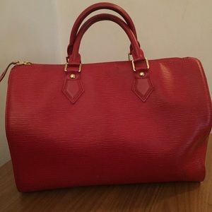 Louis Vuitton Red Epi Leather Speedy 30 Bag