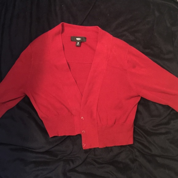 Cropped red cardigan