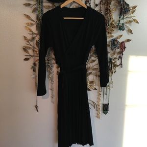 Black stretchy wrap dress