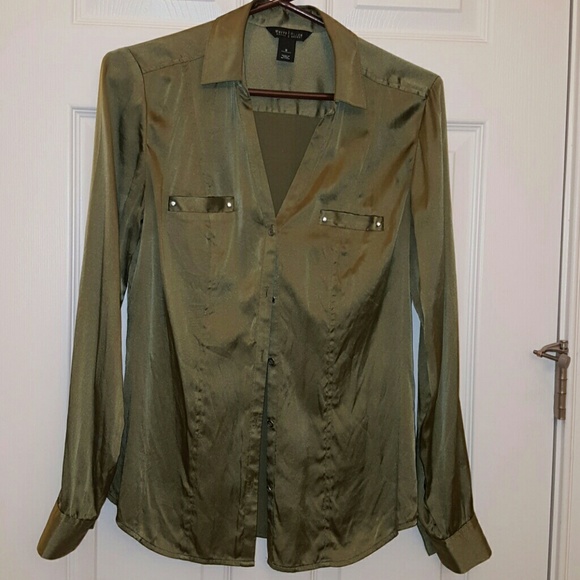 WHBM long sleeved satin blouse