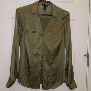 WHBM long sleeved satin blouse