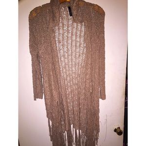 Knit hooded cardigan