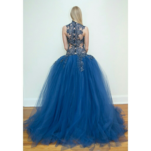 Couture Hand Beaded Lace and Tulle Illusion Gown - Picture 4 of 4