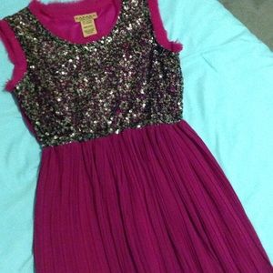 Fuchsia & bronze sequined dress