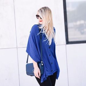 Navy and black striped Poncho