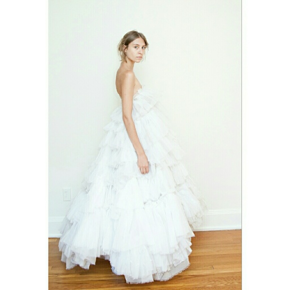 Couture Whimsical Pleated Chiffon Bridal Gown - Picture 2 of 3