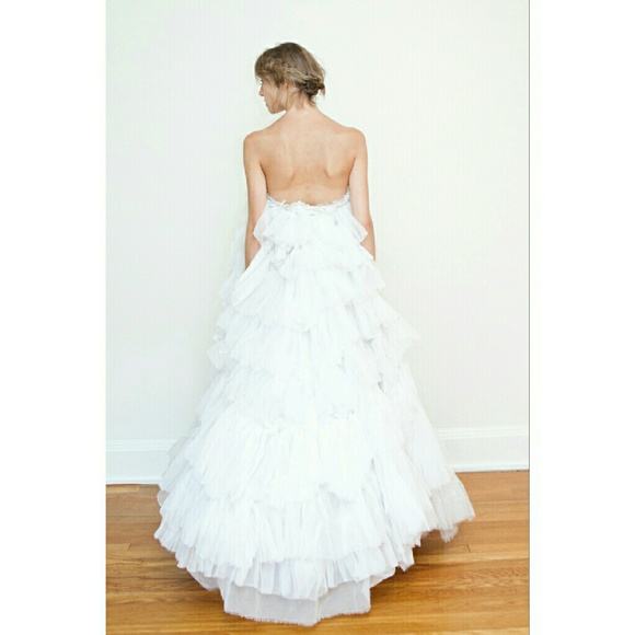 Couture Whimsical Pleated Chiffon Bridal Gown - Picture 3 of 3