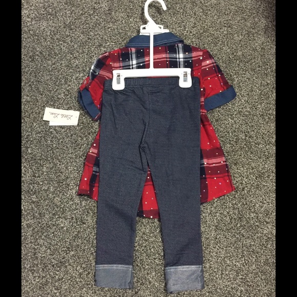 Little girls plaid shirt and jeans set - Picture 2 of 2