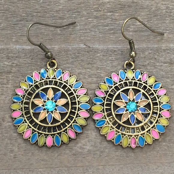 Abbie Dangle Earrings in Bright Multi-Color