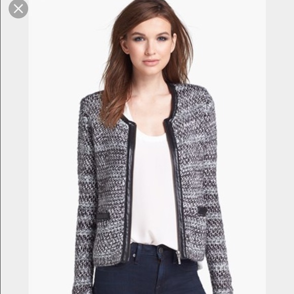 Joie Sweaters - Joie Jacolyn Leather Trim Cardigan