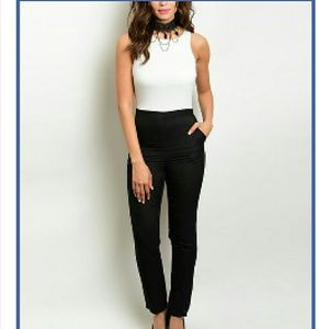Off White & Black Jumpsuit NWOT