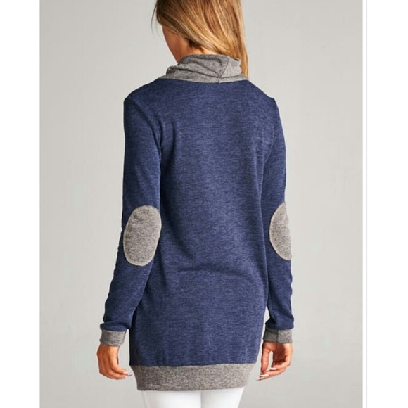 Small left! Colorblock tunic with elbow patches - Picture 2 of 4