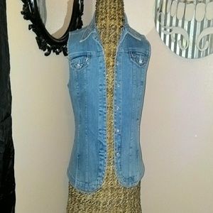 Christine Alexander denim vest w/Versona top