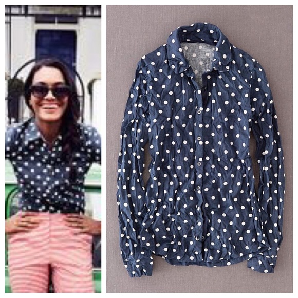 Boden Tops - Boden Crinkle Polkadot Jersey Shirt