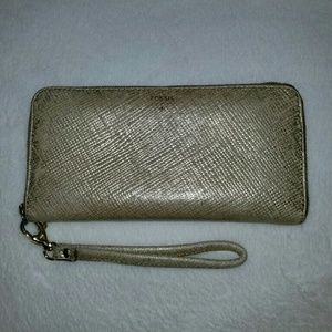 Gold Fossil Wristlet Wallet