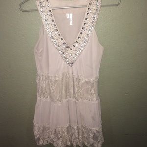 Champagne color bead detail top