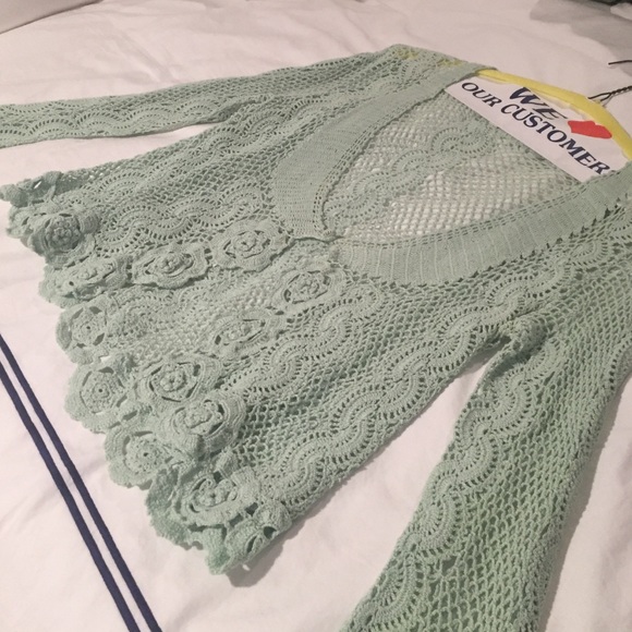 Light green crocheted jacket by Moth
