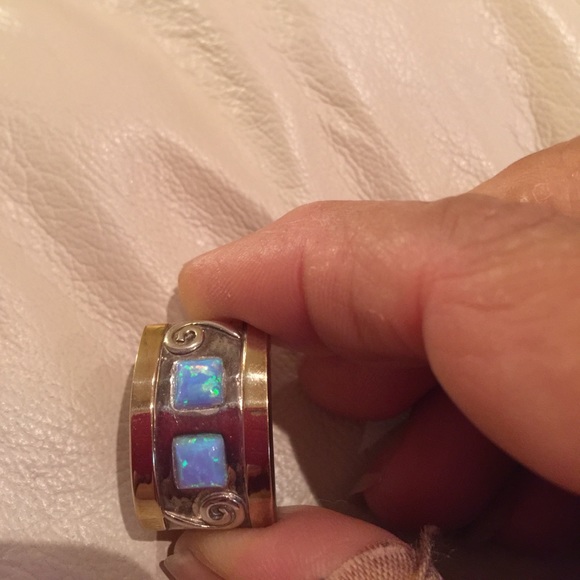 Ring 14 k gold and 925 sterling s. - Picture 4 of 8