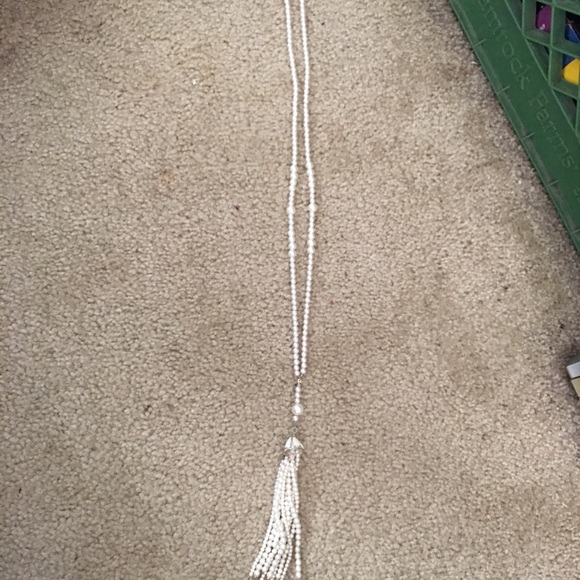 Faux pearl long necklace