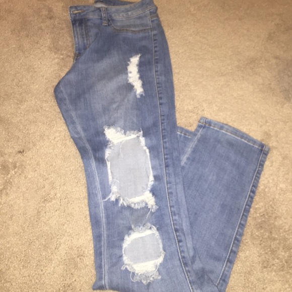 ripped light wash jeans
