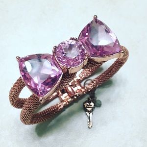 RARE Betsey Johnson Pink Crystal Bow Bracelet