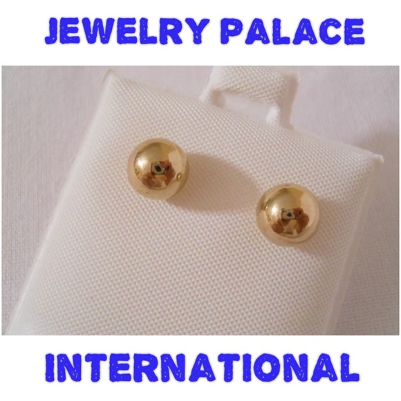 14K Gold Filled 8MM Plain & Smooth Ball Post Earrings - Picture 2 of 4