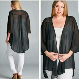 Black Sheer long cardigan. Size 1X