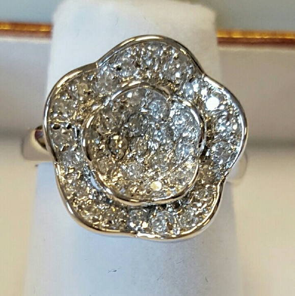 .925 Sterling Silver Jewelry - Beautiful Ring Rose CZirconia 925 Sterling Silver