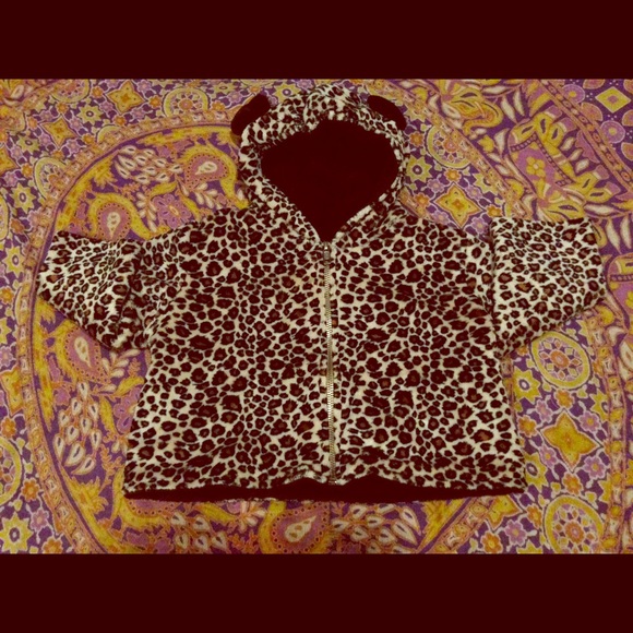 🐅GAP LEOPARD PRINT JACKET WITH EARS 3/6 MONTHS🐅 - Picture 1 of 3