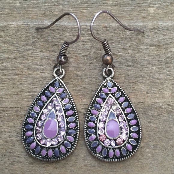 Lena Drop Earrings in Purple