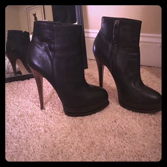 Black Leather High Heel Aldo Booties