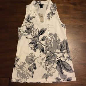 Ann Taylor SZ XS Sleeveless V-Neck Top 100% Poly