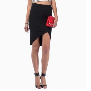 Tight black asymmetrical skirt